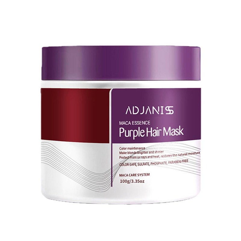 Purple hair mask for color fixing, brightening, and smoothing, leaving hair shiny and lustrous. 100g